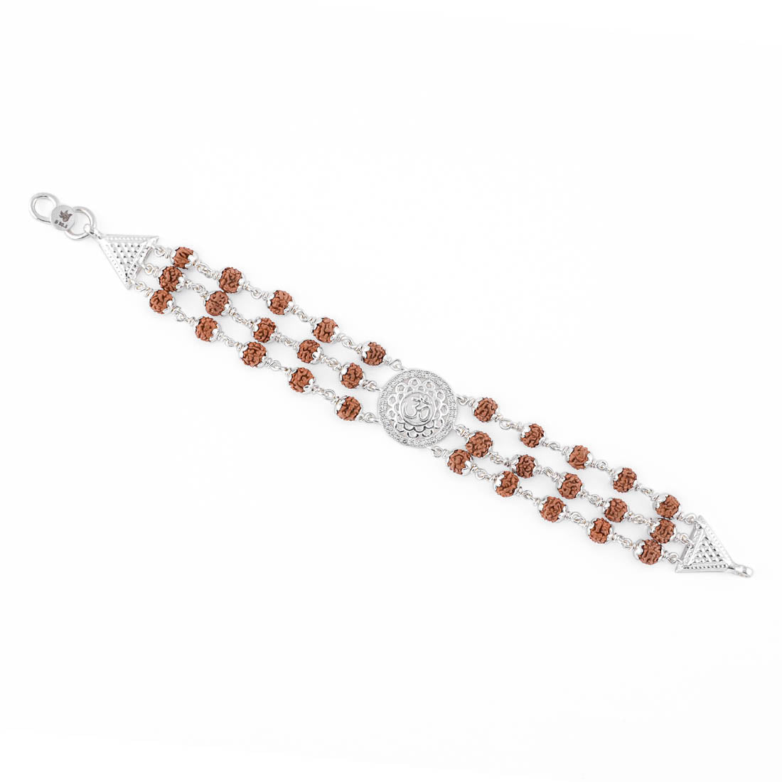 Prinjal Jewellers Rudraksha Silver Om in Flower Bracelet - view 4