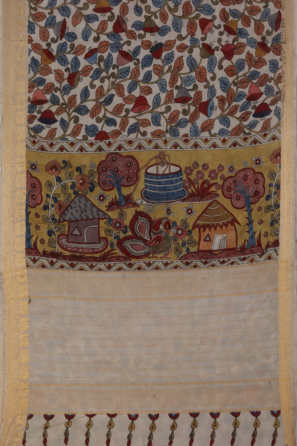 Kalanjali Kalamkari Printed Silk Saree – Women's - view 3