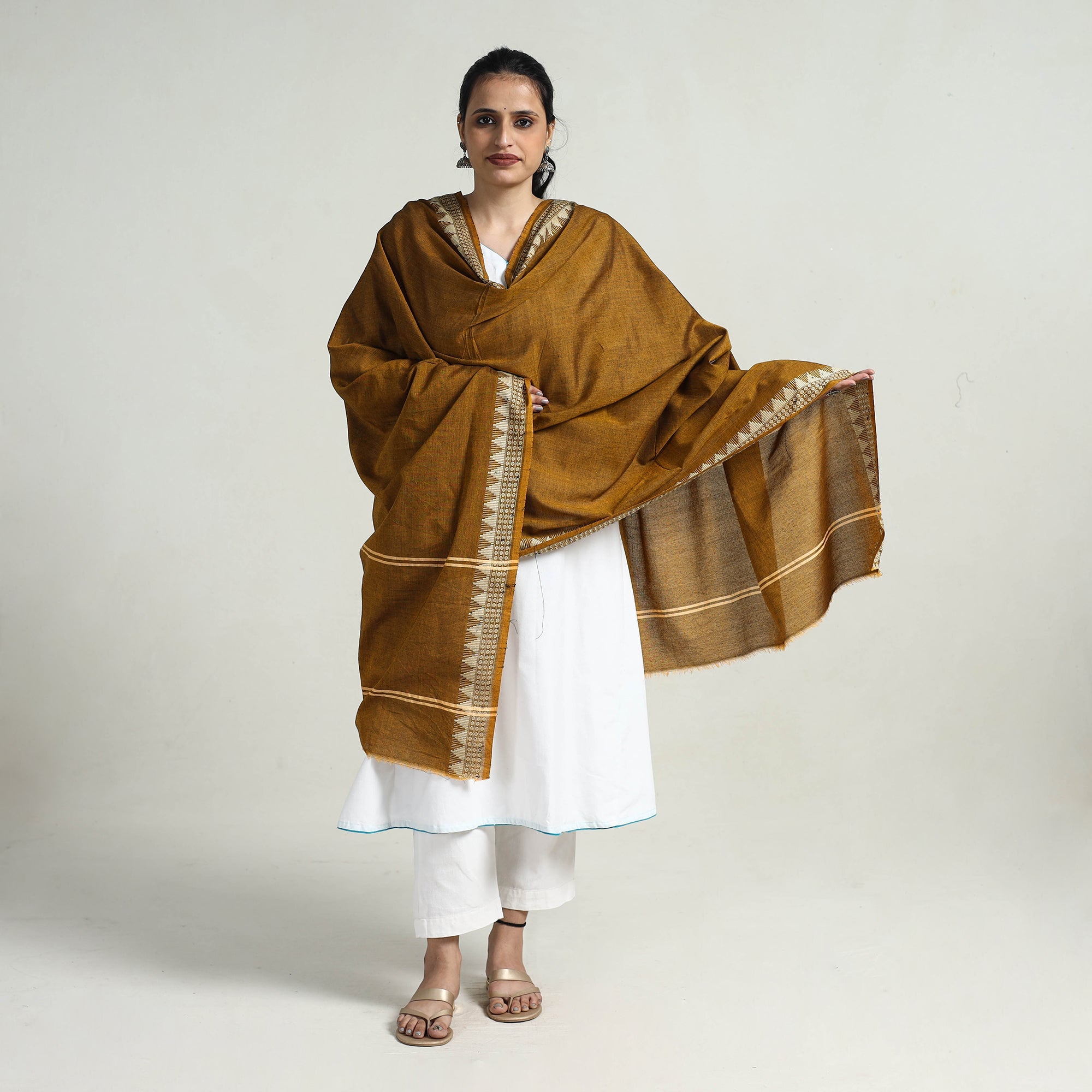 ASHOKA ASSEMBLE - CELEBRATING CRAFTS OF ODISHA Brown - Pure Cotton Sambalpuri Ikat Dupatta 01 - view 2