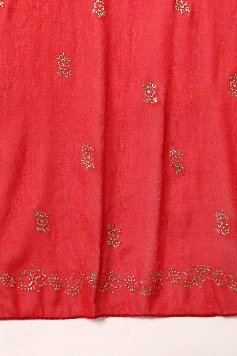 Ahika Red Cotton Straight Kurta Pant With Dupatta Set VKSKD1416 - view 4