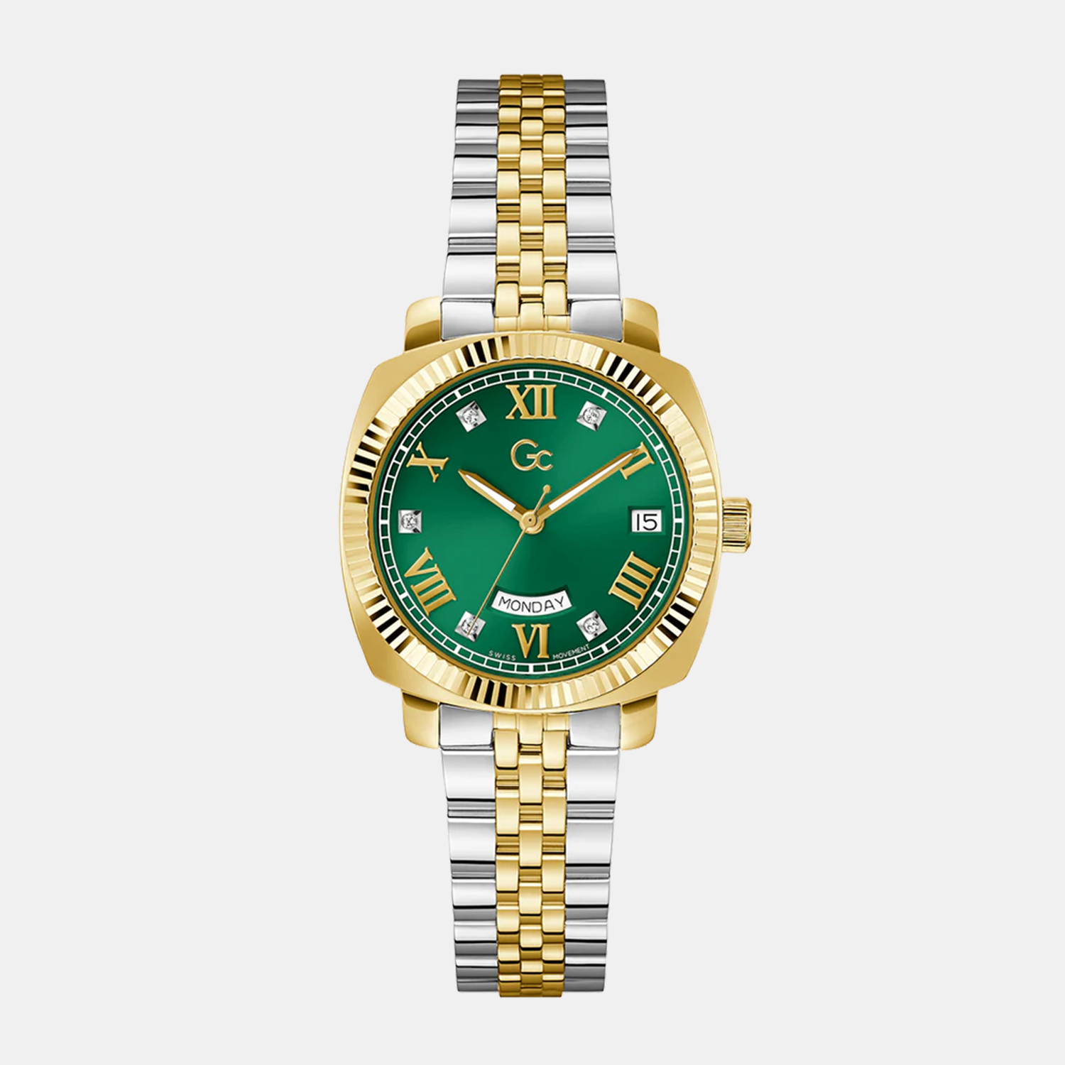 GC Flair Coussin Women Women Quartz Green Dial Analog Stainless Steel Watch Z44002L9MF