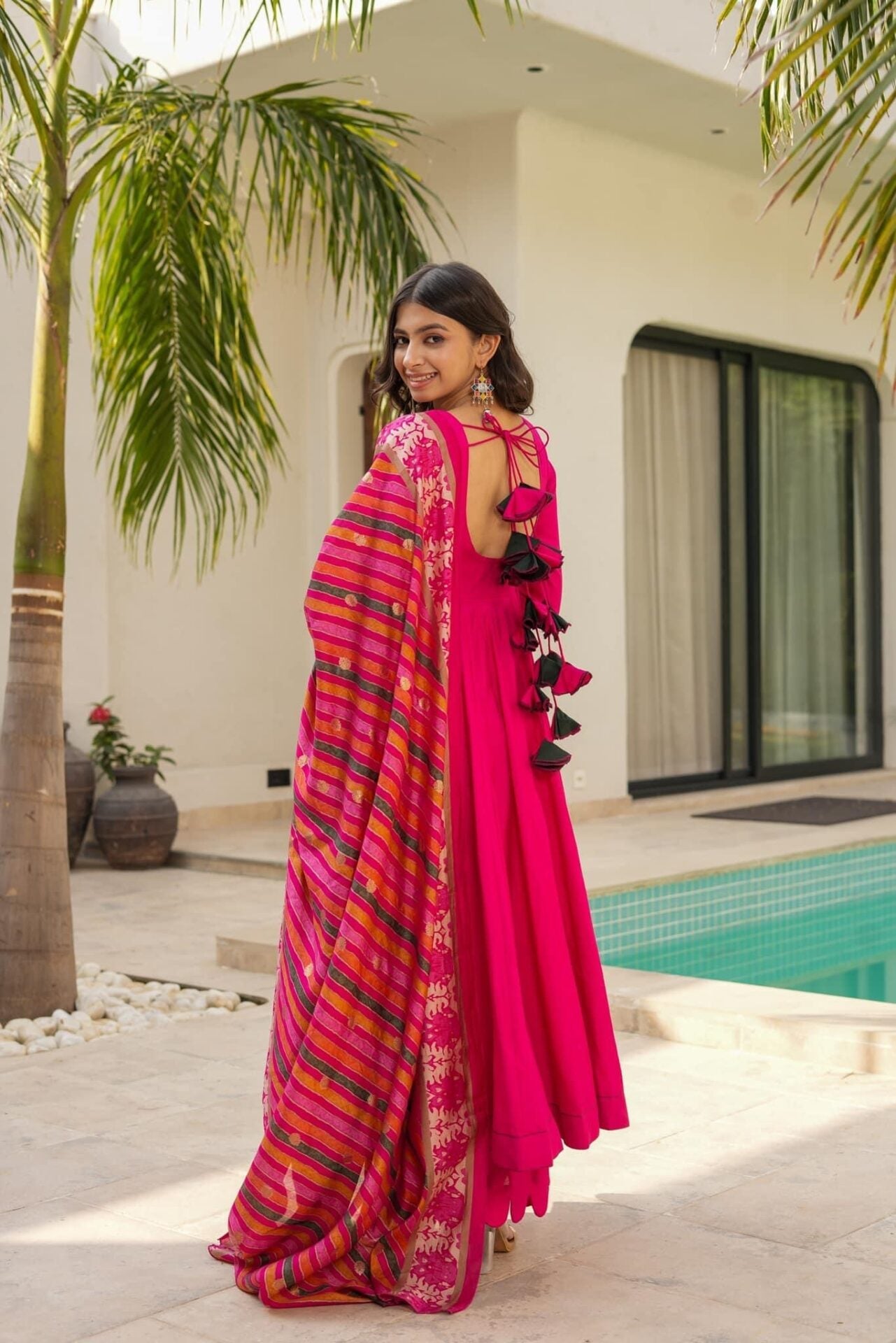 Idaho-o radiant pink muslin suit set - view 5