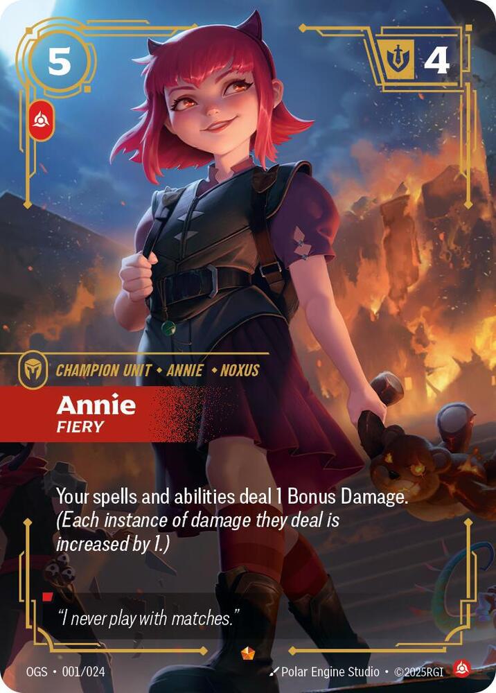 024 origins proving – Riftbound Annie - Fiery - 001/024 [Origins: Proving Grounds] [Non-Foil]