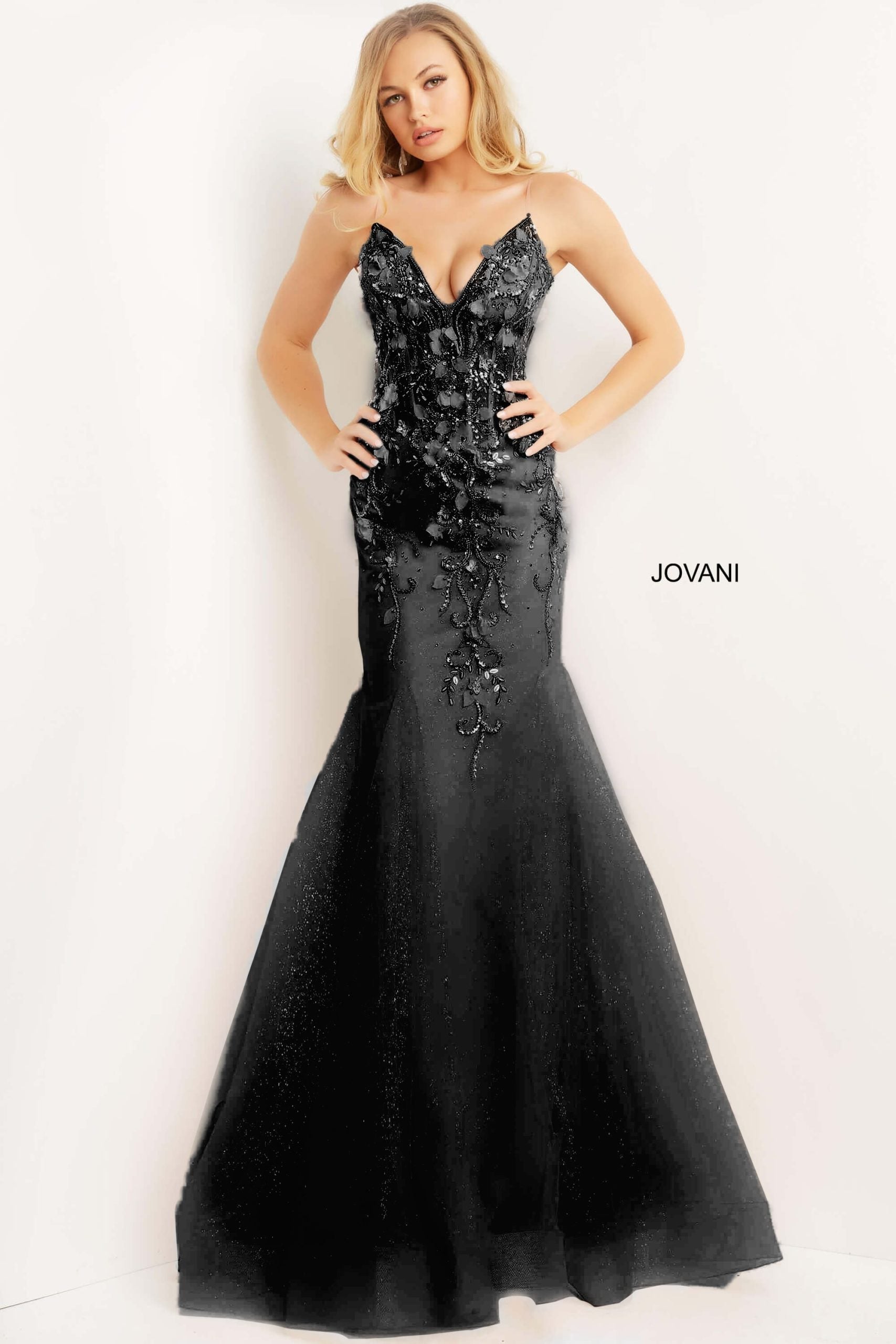 3D Floral Sleeveless Mermaid Dress by Jovani 05839 - view 6