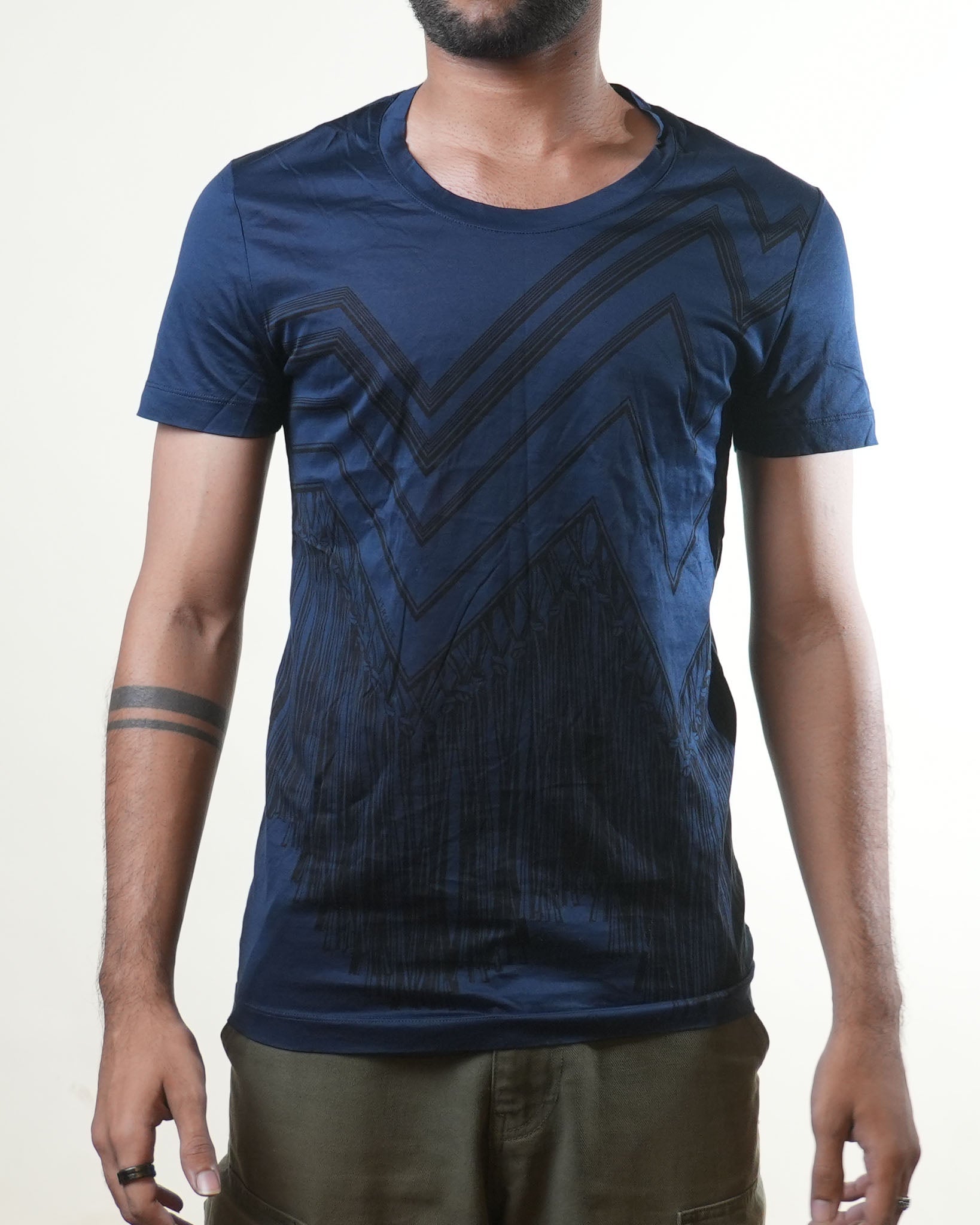 Versace Navy Blue Black Print Tshirt