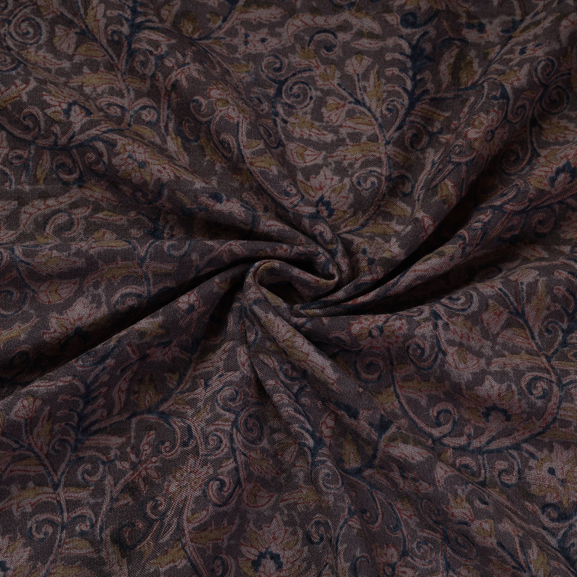 PITCHUKA SRINIVAS KALAMKARI PEDANA Black - Pedana Kalamkari Block Print Handwoven Wool Fabric - view 3