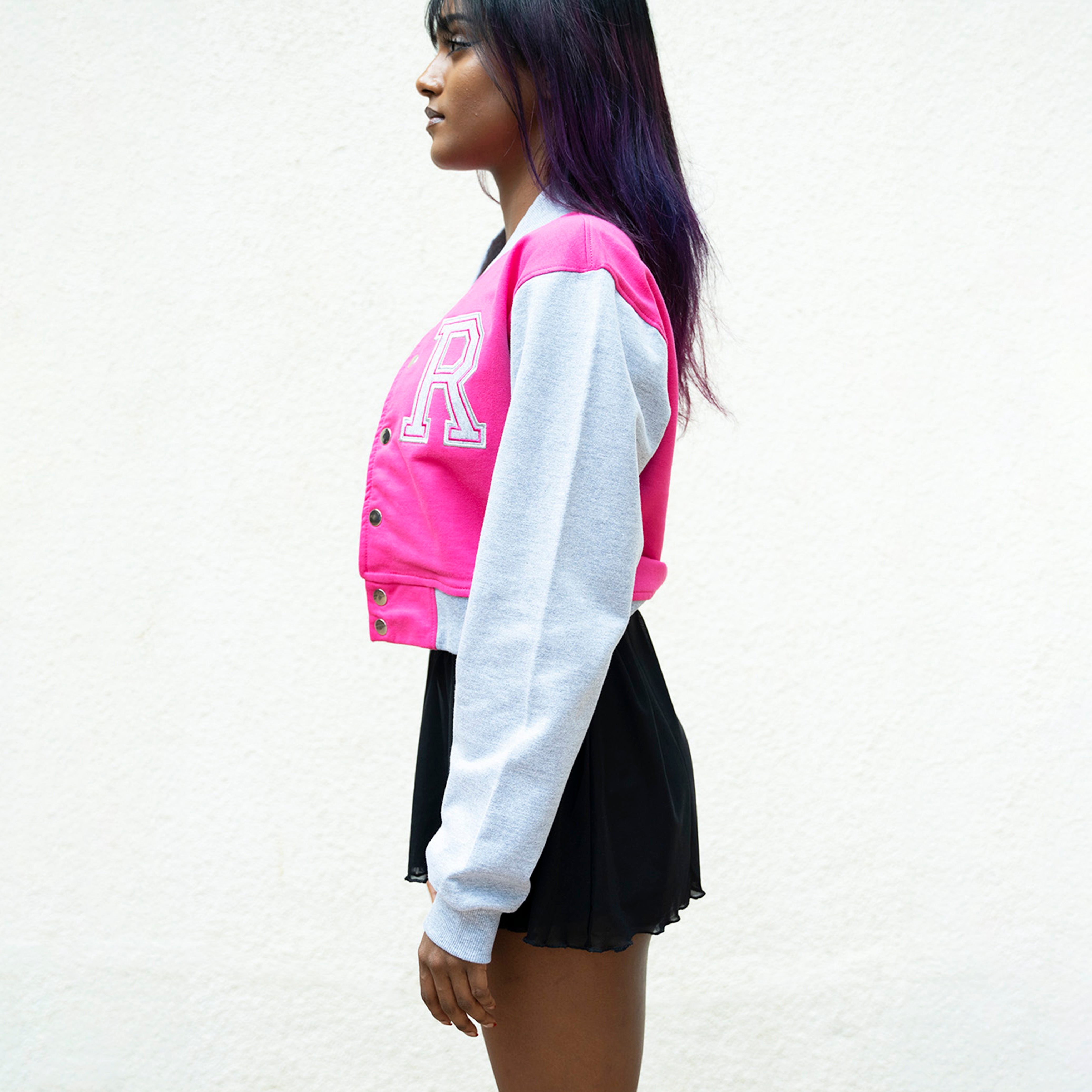 IZF Pink Crop Varsity Jacket - view 3