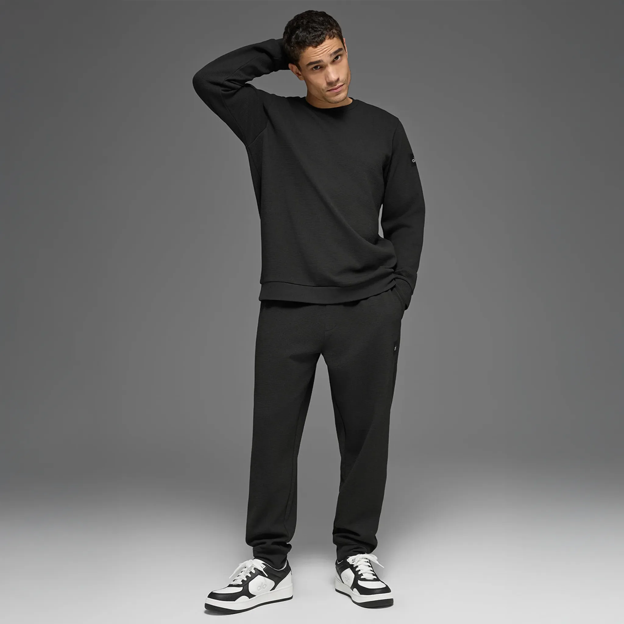 Alo Yoga Waffle Lounge Black Sweatpants - view 3