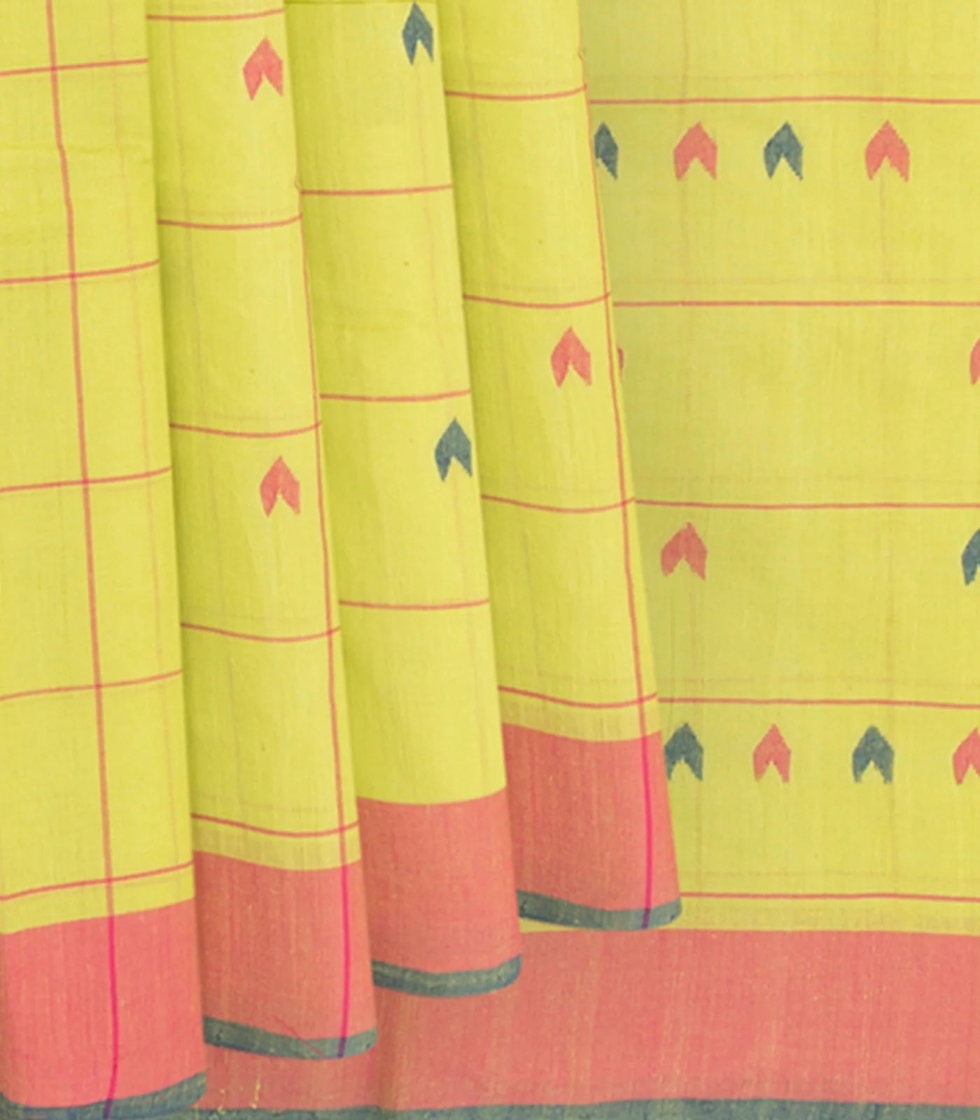 RmKV Lemon Green Handwoven Uppada Cotton Saree With Checks