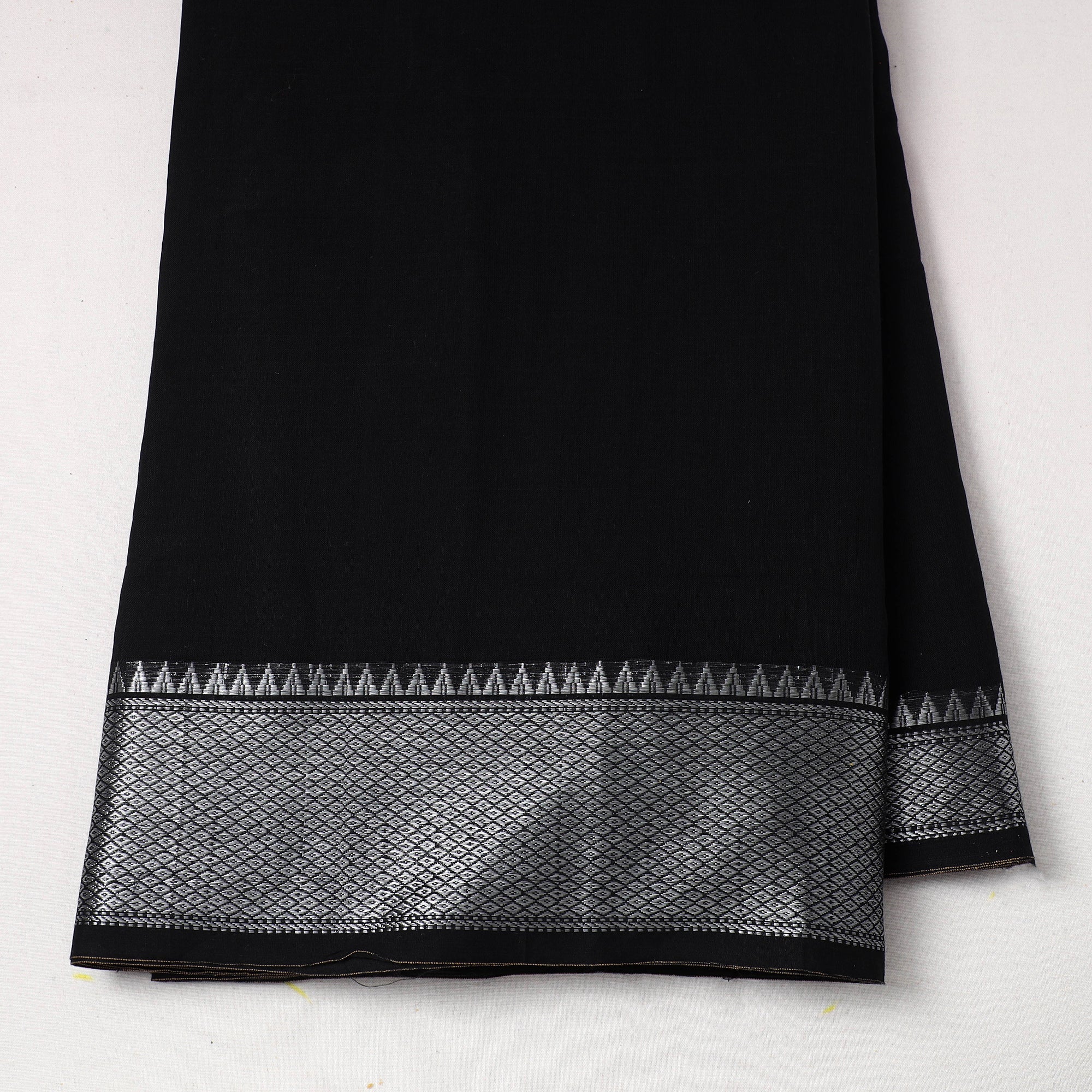 ITOKRI CRAFTS INITIATIVE Black - Mercerised Cotton Zari Border Dharwad Fabric 07 - view 2