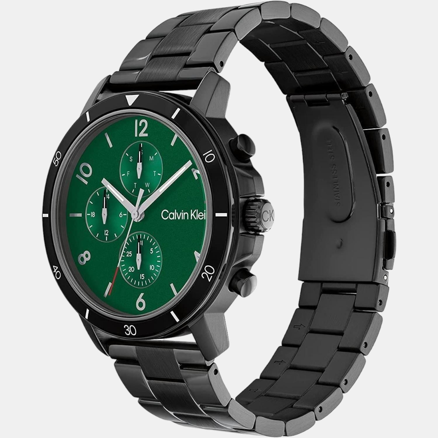 Calvin Klein Gauge Sport Men Quartz Green Dial Chronograph Stainless Steel Watch 25200069 - view 2