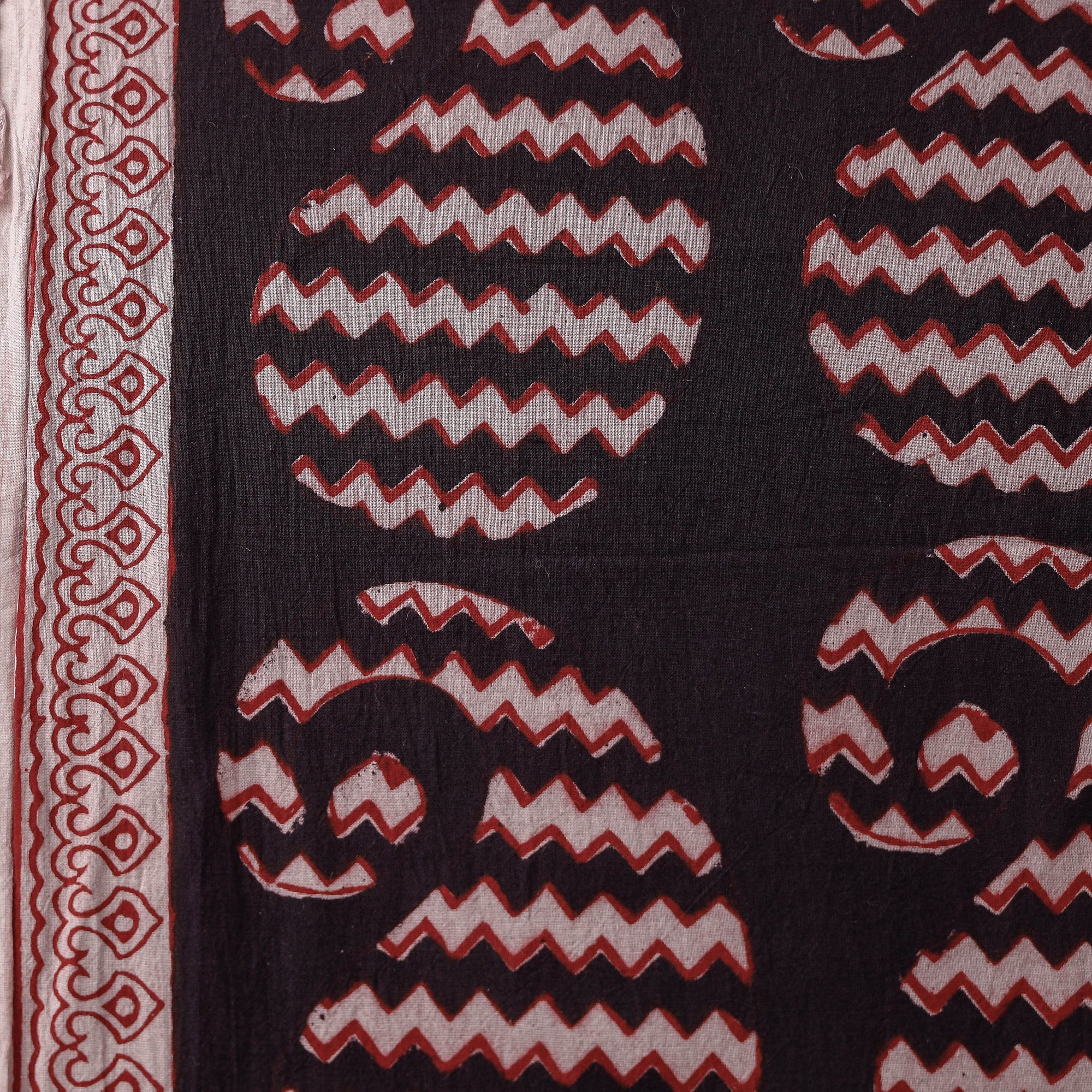 BAGH PRINTS BY UMAR FARUK KHATRI Black - Bagh Block Printed Natural Dyed Cotton Fabric - view 4