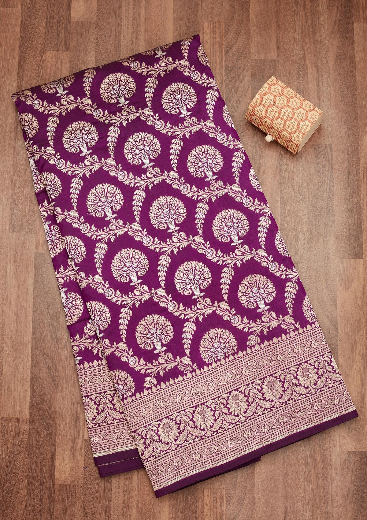 Koskii Purple Zariwork Pure Silk Saree – Women's
