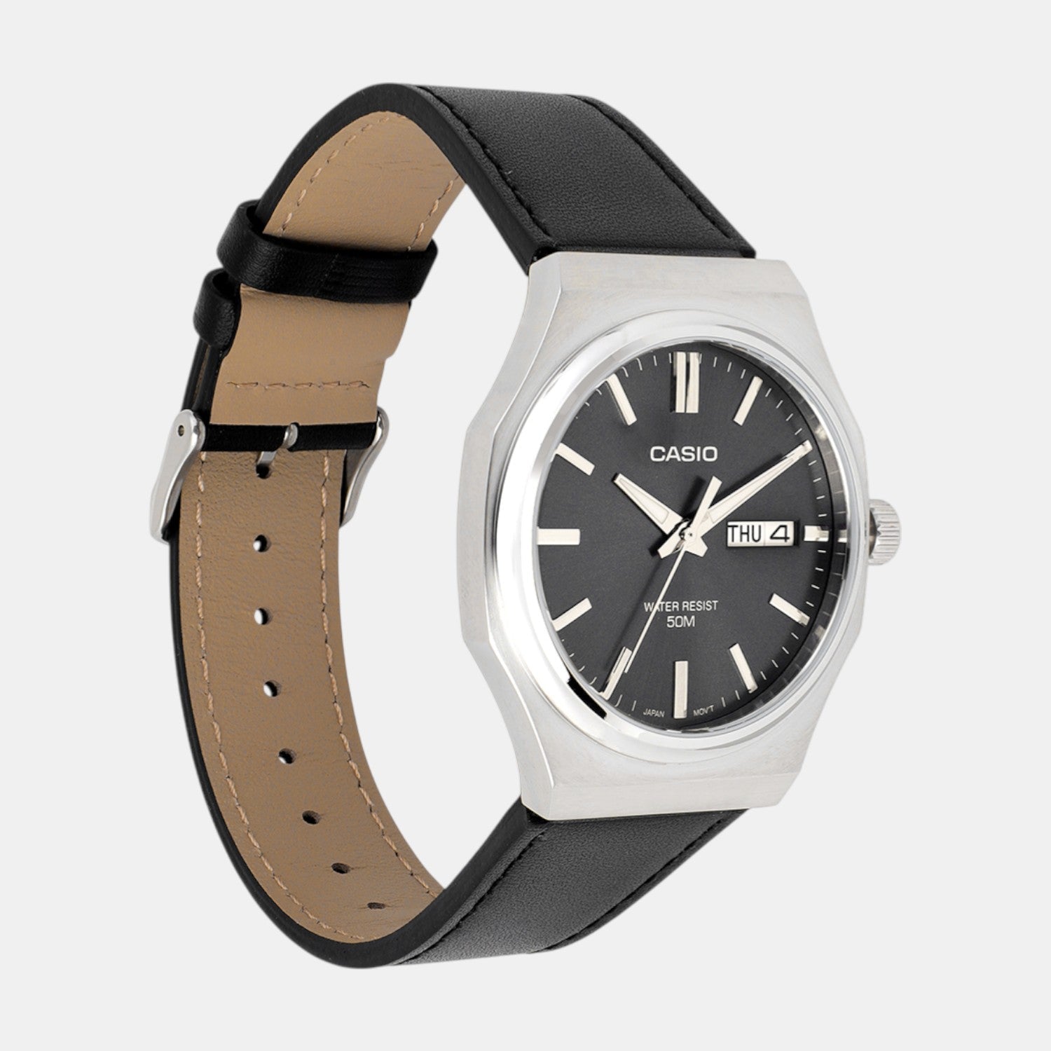 Casio Enticer Men Quartz Grey Dial Analog Leather Watch A2419 - view 2