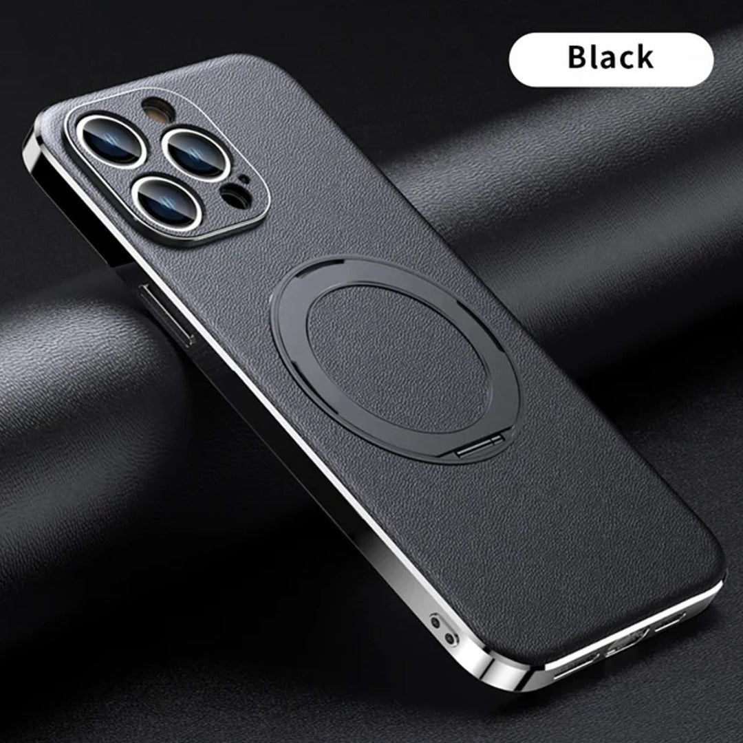 Million Cases iPhone 14 Series Classy Magnetic Ring Leather Case