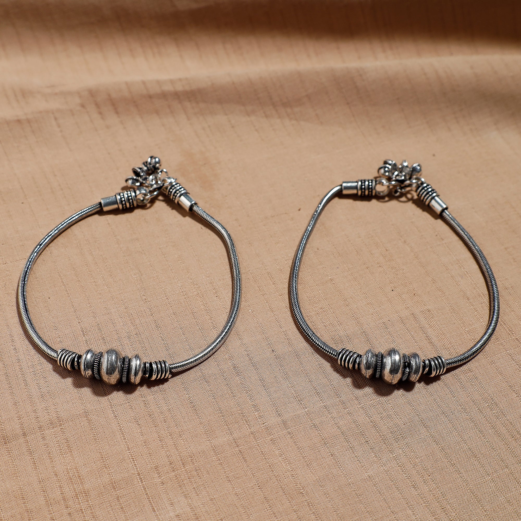 WHITE RIVER STORIES Antique Finish Oxidised German Silver Anklets