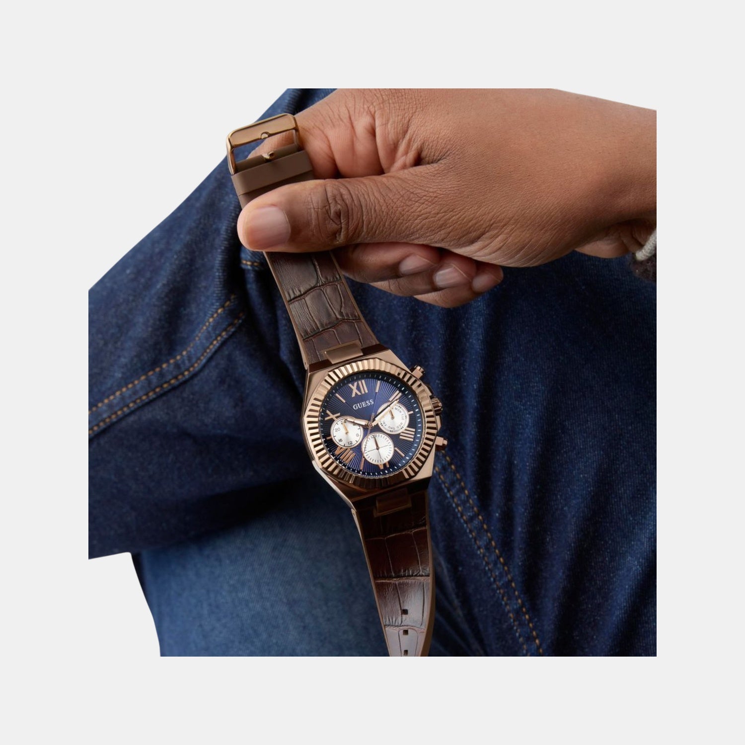 Guess Equity Men Quartz Blue Dial Multi-Function Leather Watch GW0791G4 - view 2