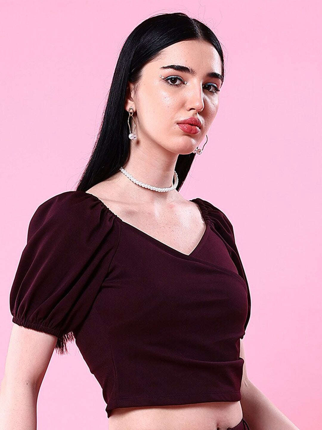 Freehand By The Indian Garage Co Women V Neck Top With Puff Sleeves - view 3