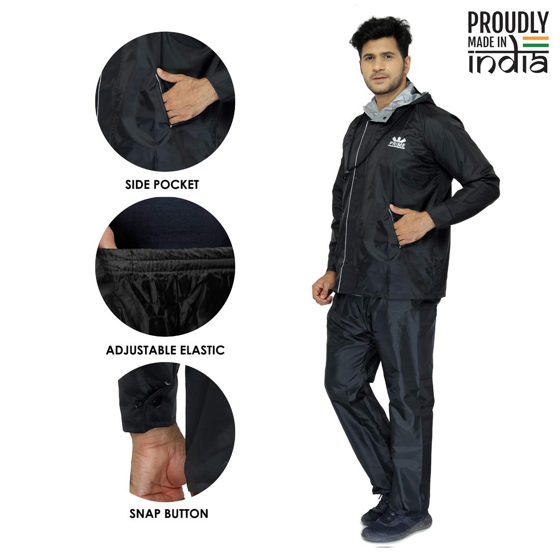 THE CLOWNFISH Rain Coat for Men Waterproof for Bike Reversible Double Layer with Hood Raincoat for Men. Set of Top and Bottom Packed in a Storage Bag - view 6