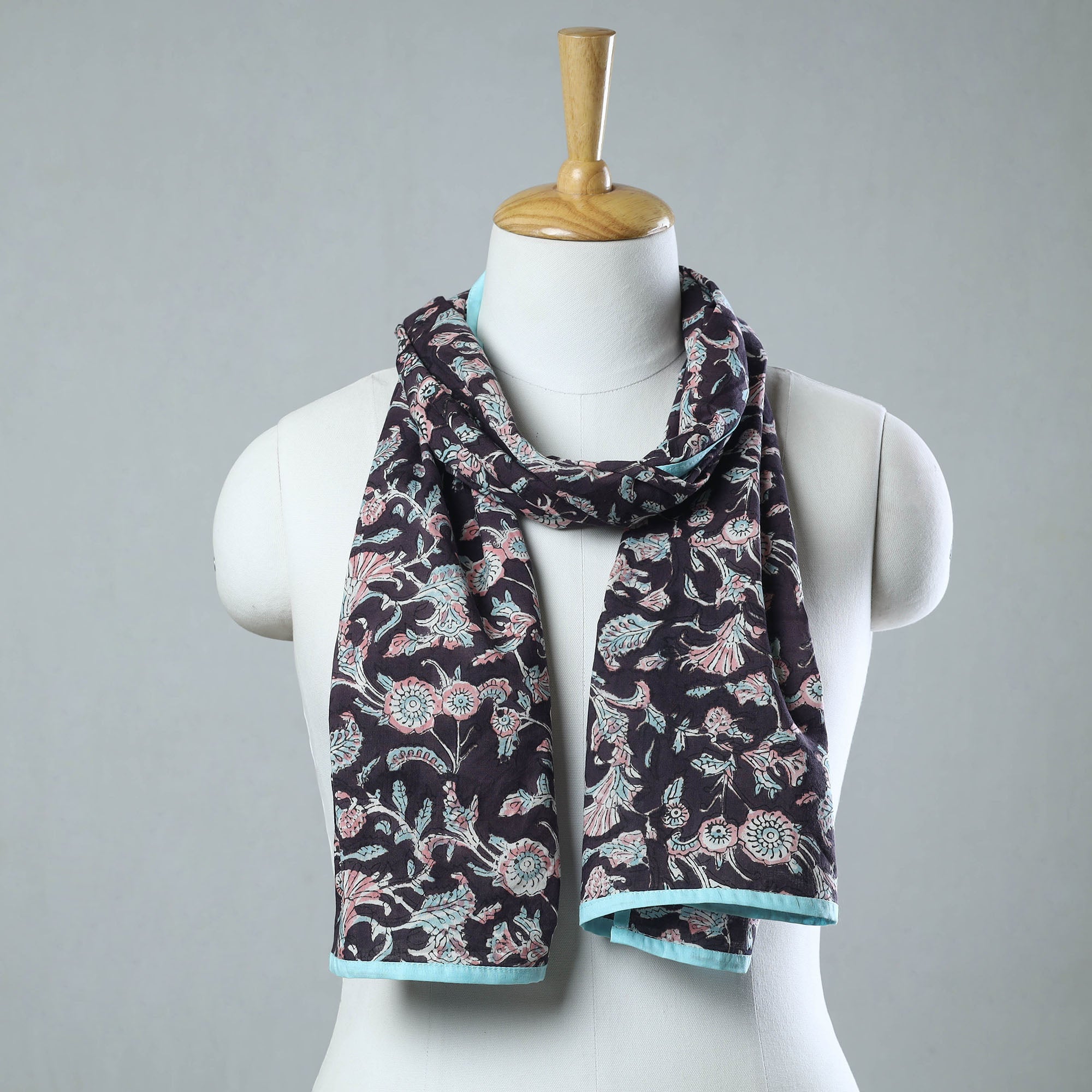 STOLES & SCARVES Black - Sanganeri Block Printed Cotton Stole 13