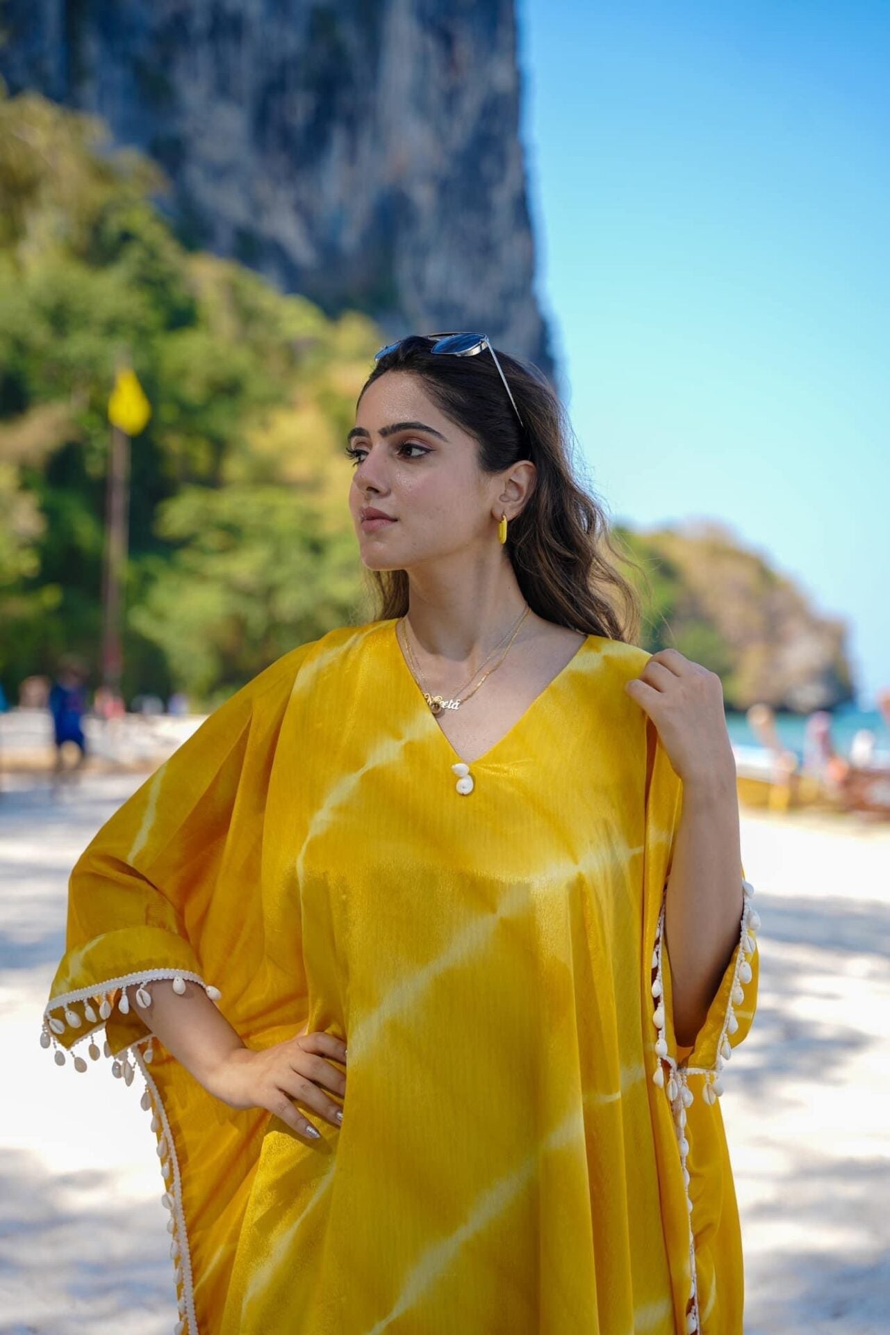 Idaho-o Masha yellow crepe kaftan - view 5