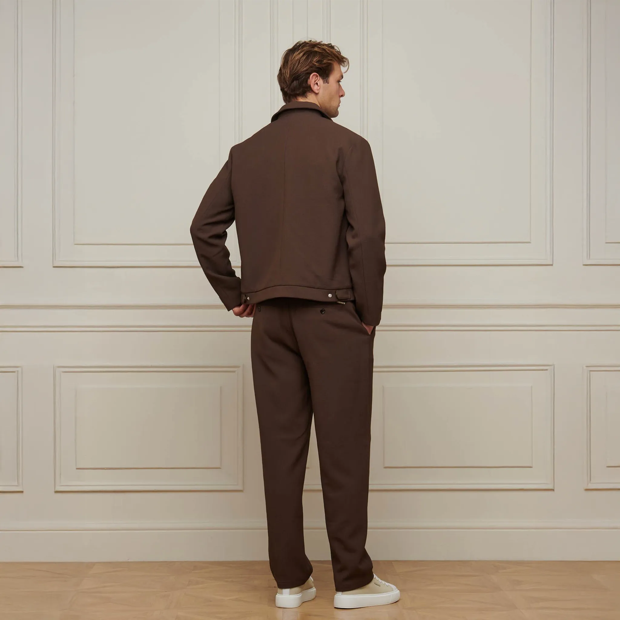 Belier Textured Smart Brown Zip-Up Jacket - view 2