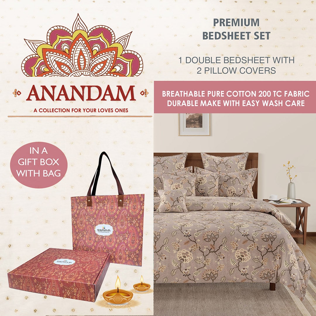Swayam India Anandam Double Bedsheet with 2 Pillow Covers - 14080