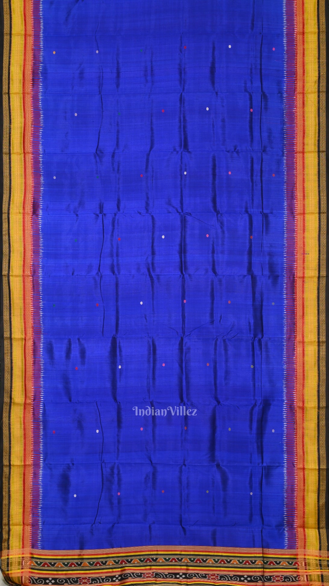 IndianVillèz Royal Blue Nartaki Kathiphera Odisha Ikat Khandua Silk Saree - view 3