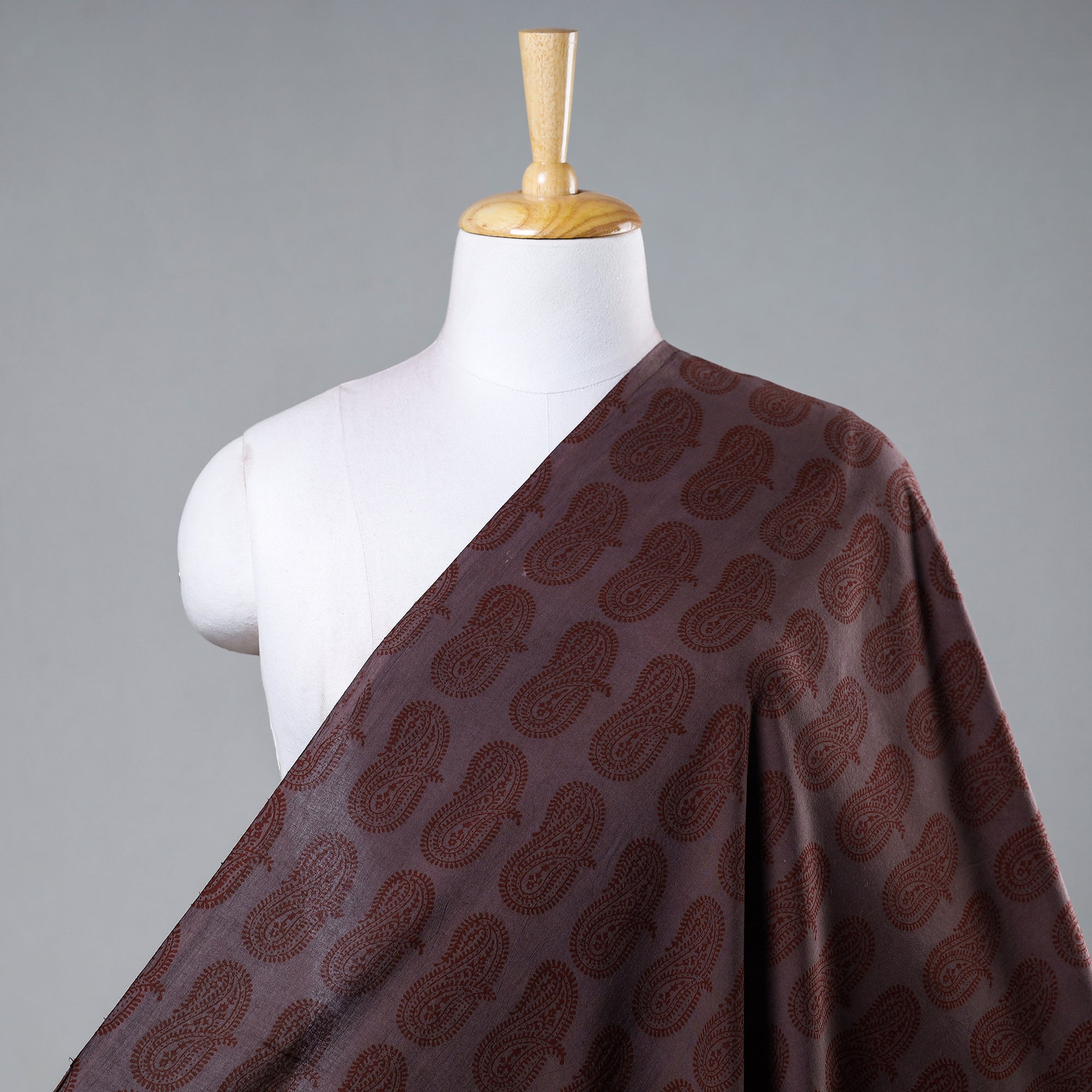 BAGH PRINTS BY UMAR FARUK KHATRI Brown - Bagh Hand Block Printed Cotton Fabric