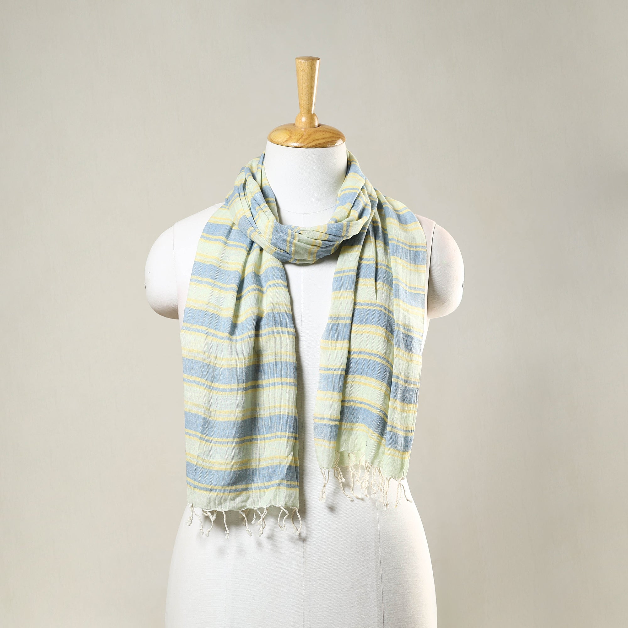 KHUSHBASH - HAPPY LOOM OF EAST Bengal Weaving Handloom Cotton Stole with Tassels 61