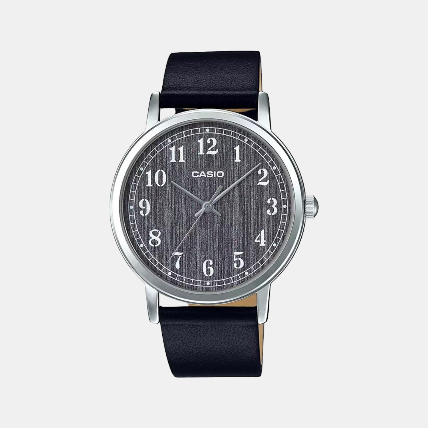 Casio Enticer Men Quartz Grey Dial Analog Leather Watch A1521