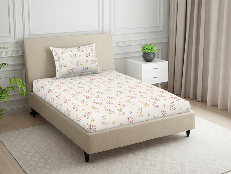 Spaces India Floral Grey Polycotton Bedsheets Single Harmony - By Welspun - view 2