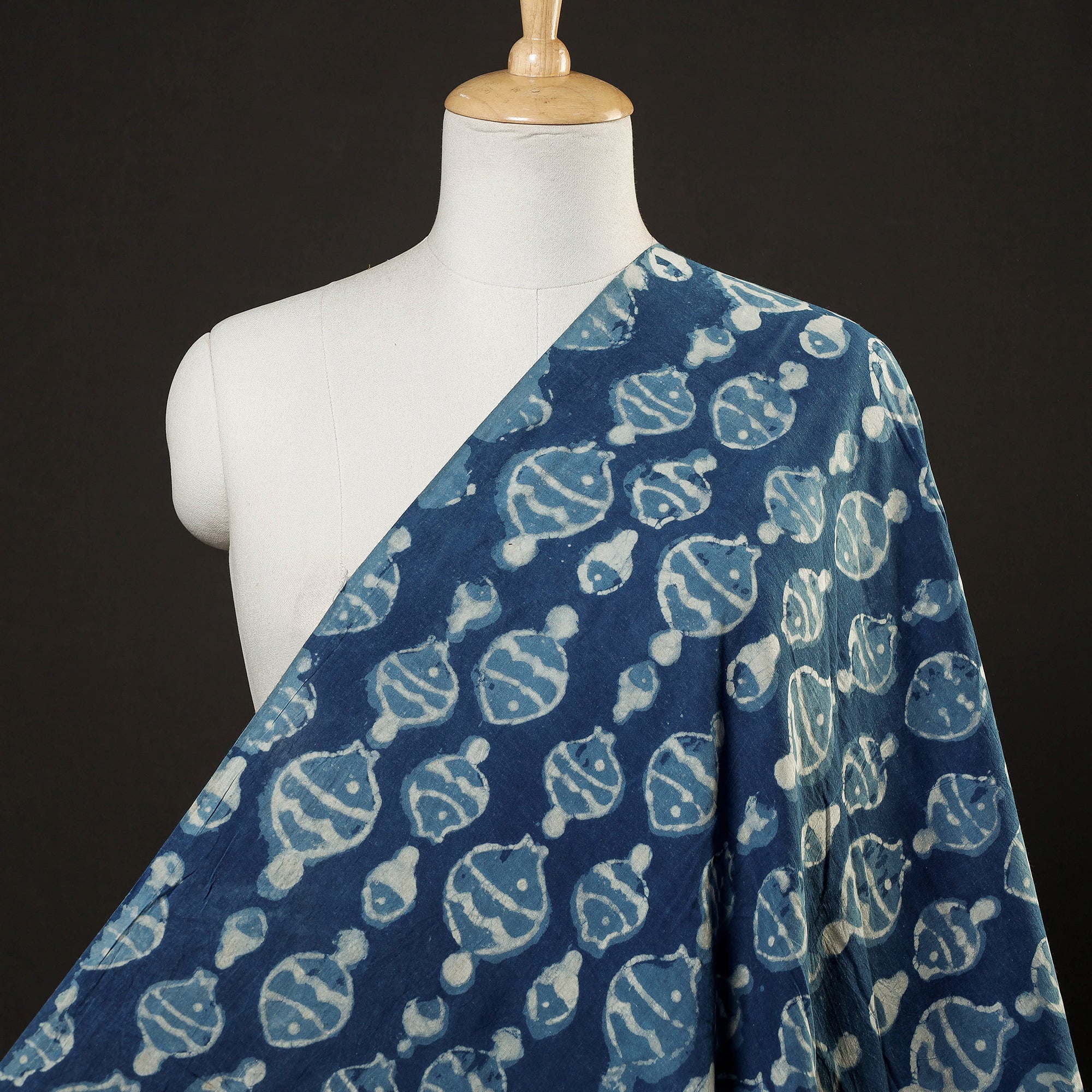 BINDAAS UNLIMITED Blue - Bindaas Block Printed Natural Dyed Cotton Fabric