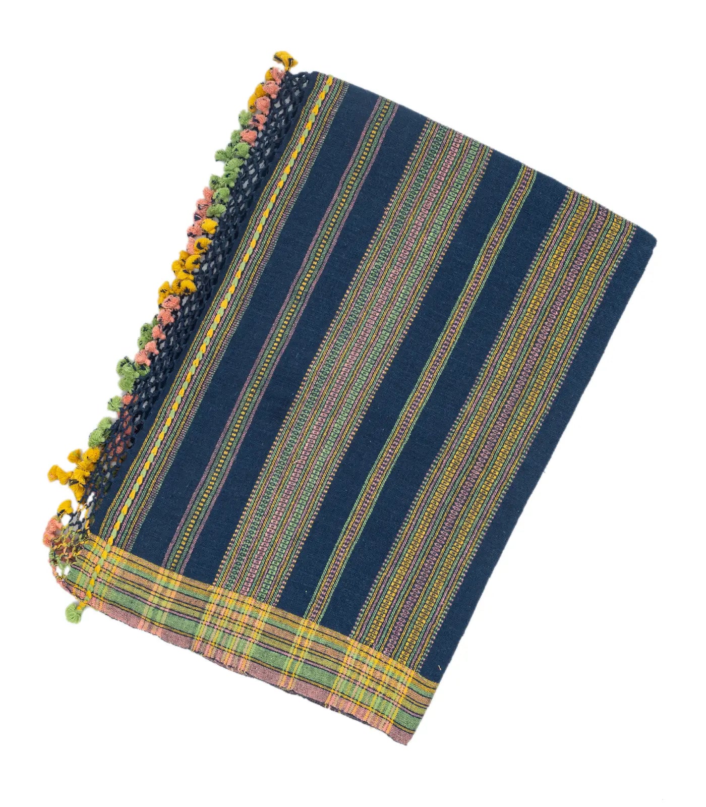 RmKV Indigo Handloom Bhujodi Cotton Saree With Buttas