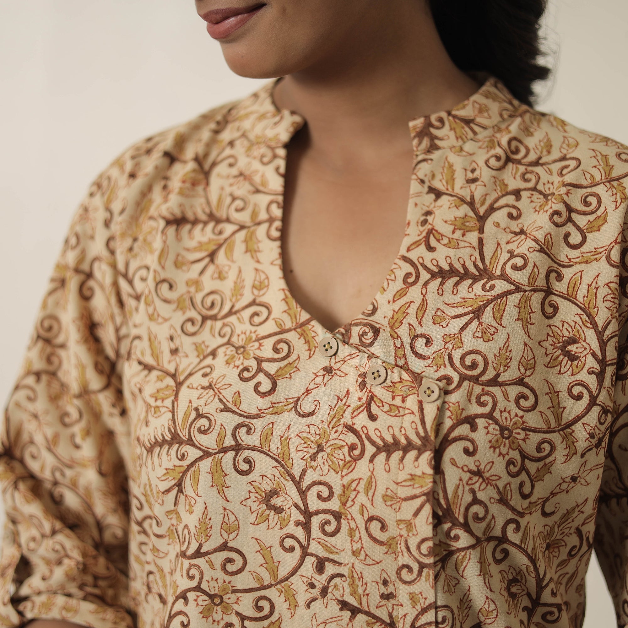 ITOKRI CASUALS Beige - Block Printed Cotton Kalamkari Co-ord Set 12 - view 4