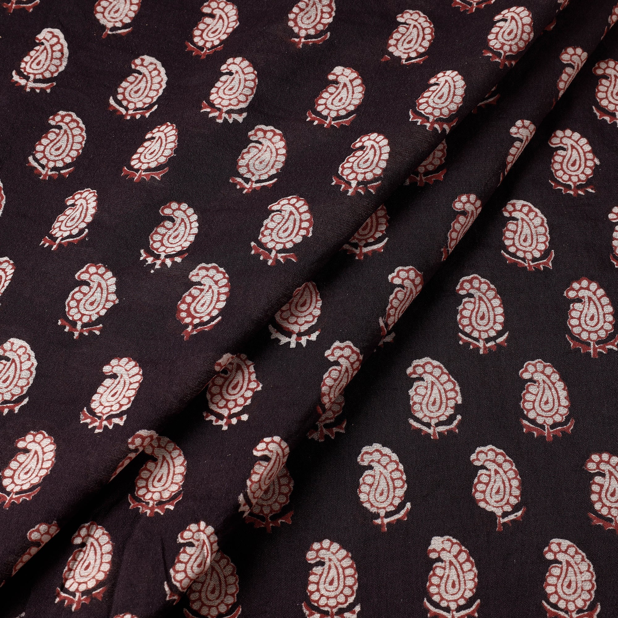 BAGH PRINTS BY UMAR FARUK KHATRI Black - Bagh Hand Block Printed Chanderi Silk Handloom Fabric - view 2