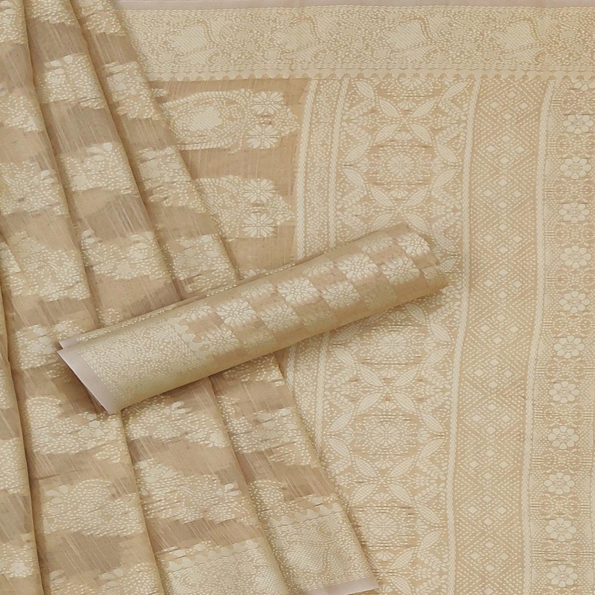Peachmode Chiku Festive Wear Woven Cotton Saree - view 3