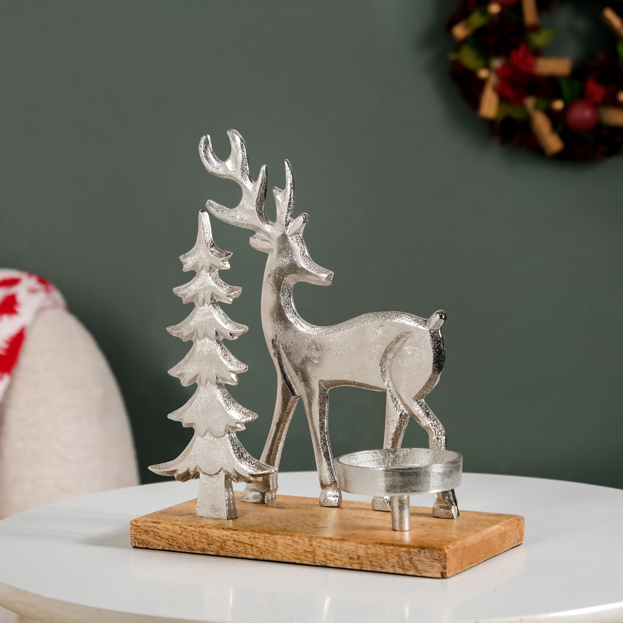 Nestasia Christmas Tree And Reindeer Candle Holder