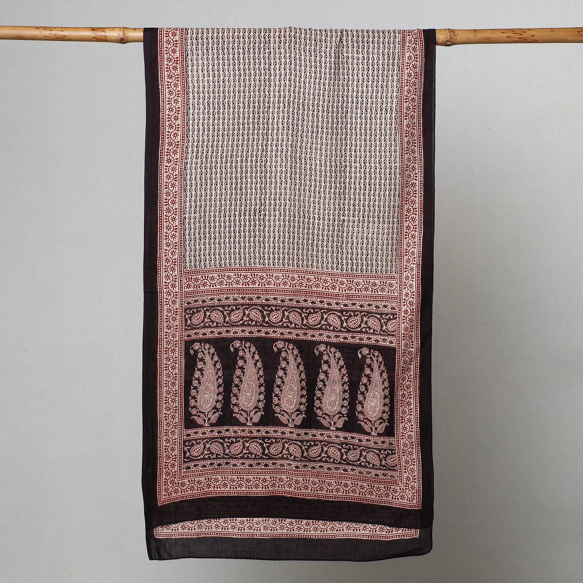 BAGH PRINTS BY MOHAMMED BILAL KHATRI Black - Bagh Hand Block Printed Cotton Stole - view 2