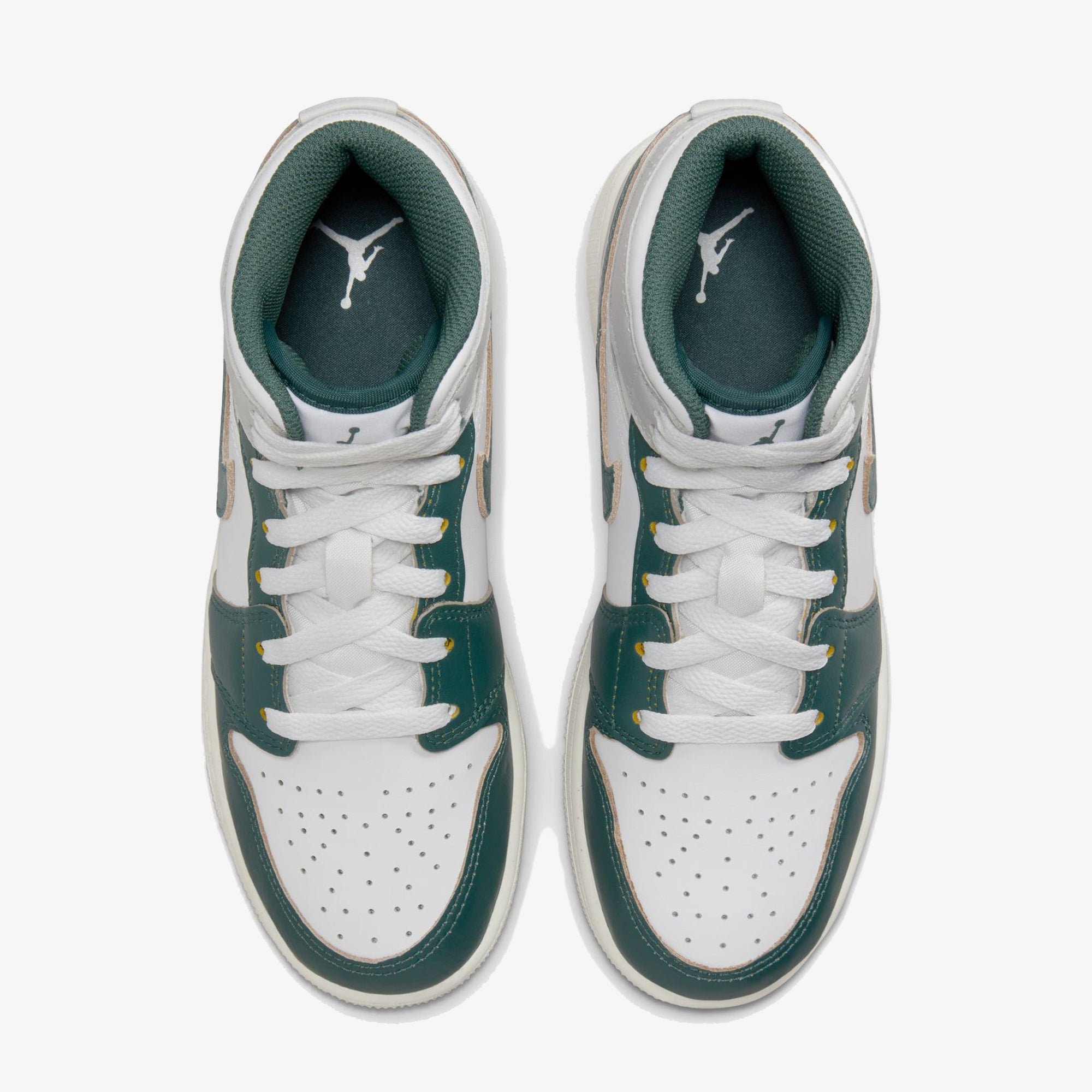 Jordan | Air Jordan 1 Mid Se (gs) { White/oxidized Green-sail-neutral Grey - view 2