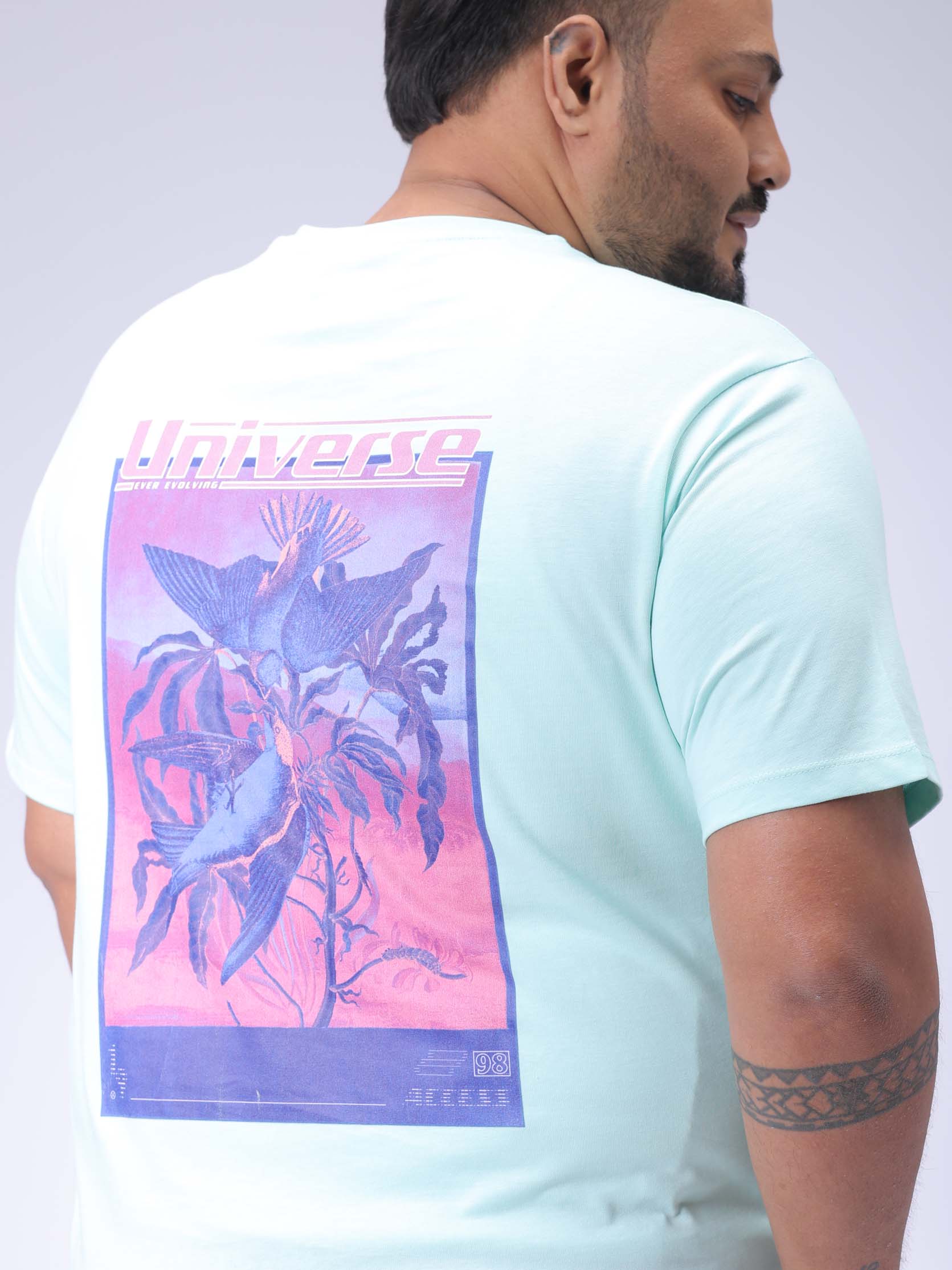 HARDSODA Men's Plus Size Green Regular Fit Back Printed T-Shirt