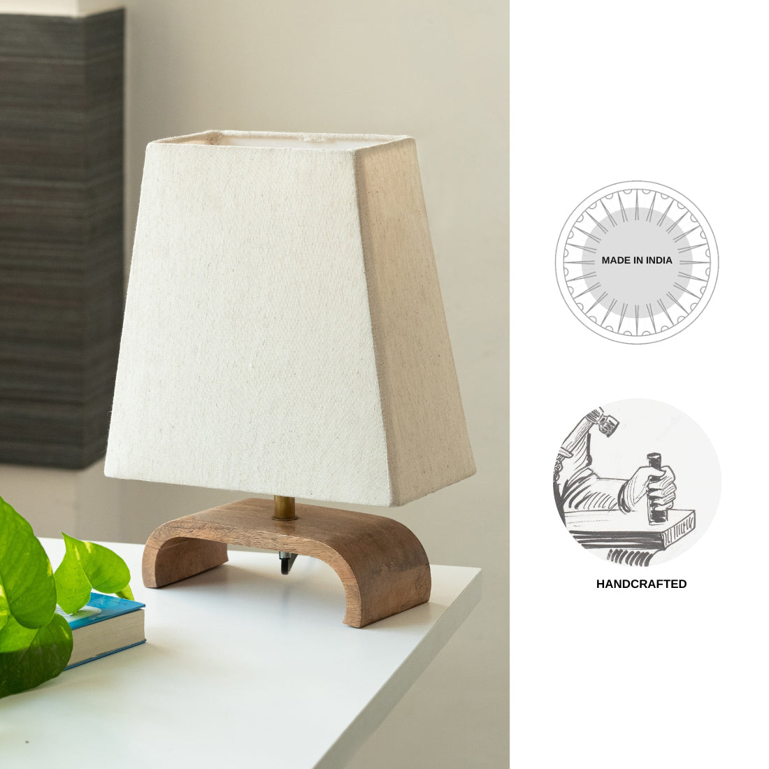 EXCLUSIVELANE 'Stacked Geometry' Decorative Wooden Table Lamp (13.1 Inches) - view 5