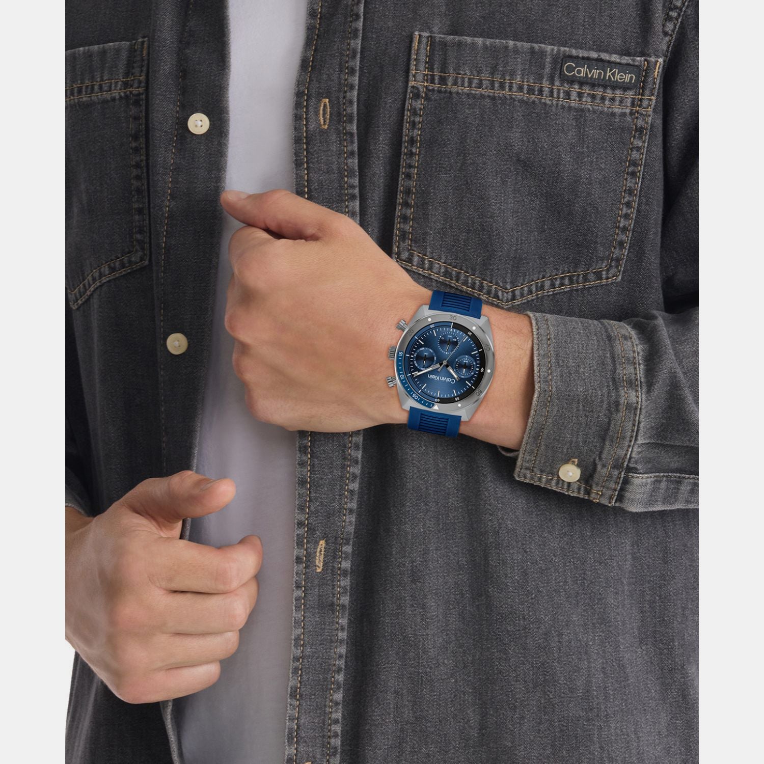 Calvin Klein Ck Flex Men Quartz Blue Dial Chronograph Stainless Steel Watch 25200468 - view 4
