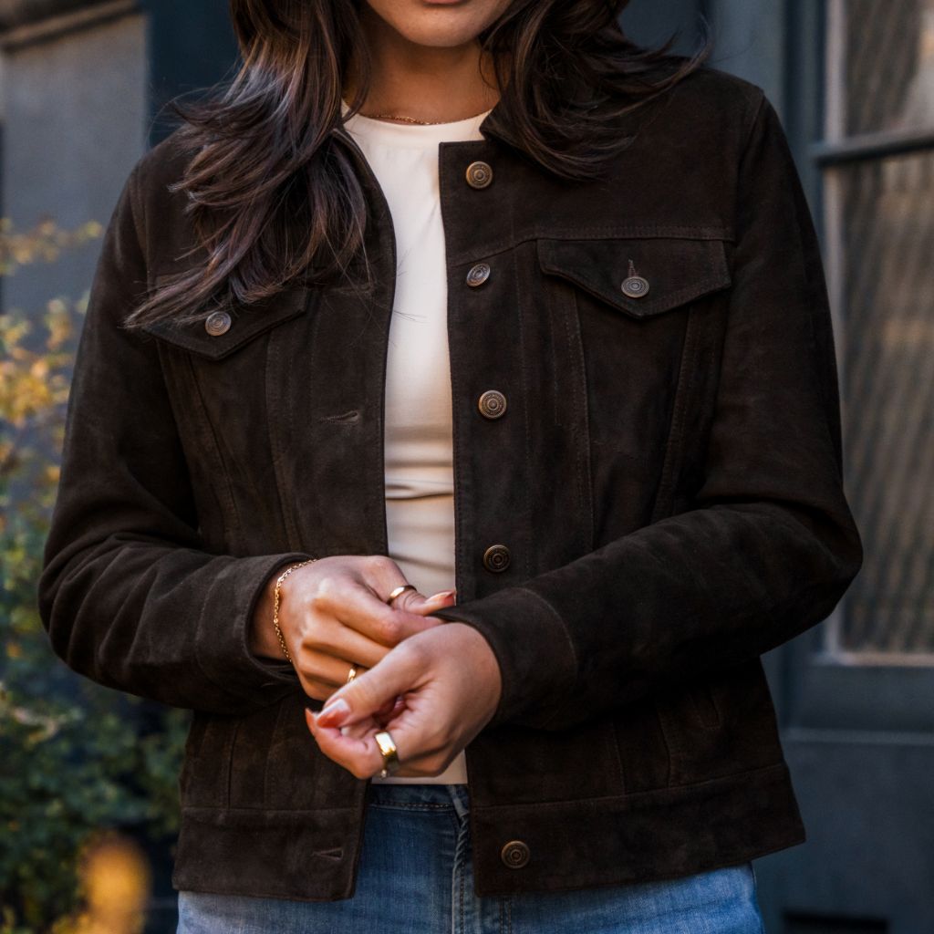 Thursday - Women's Jackets Suede Trucker Jacket | Chocolate
