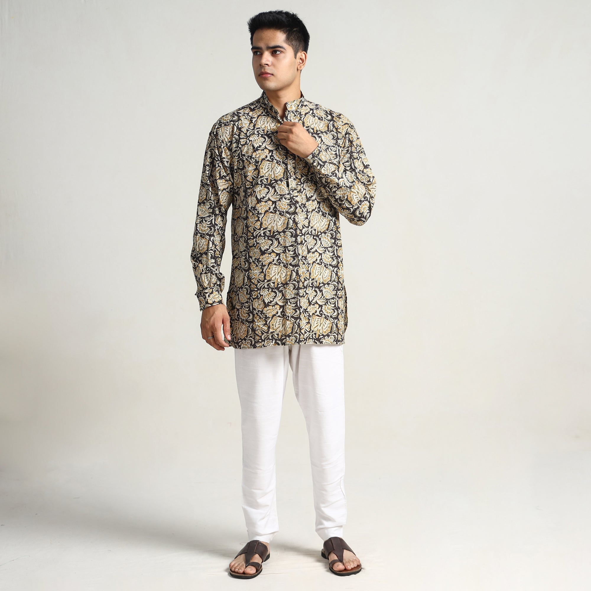 ITOKRI CASUALS Black - Bagru Block Printed Cotton Men Short Kurta 13 - view 2