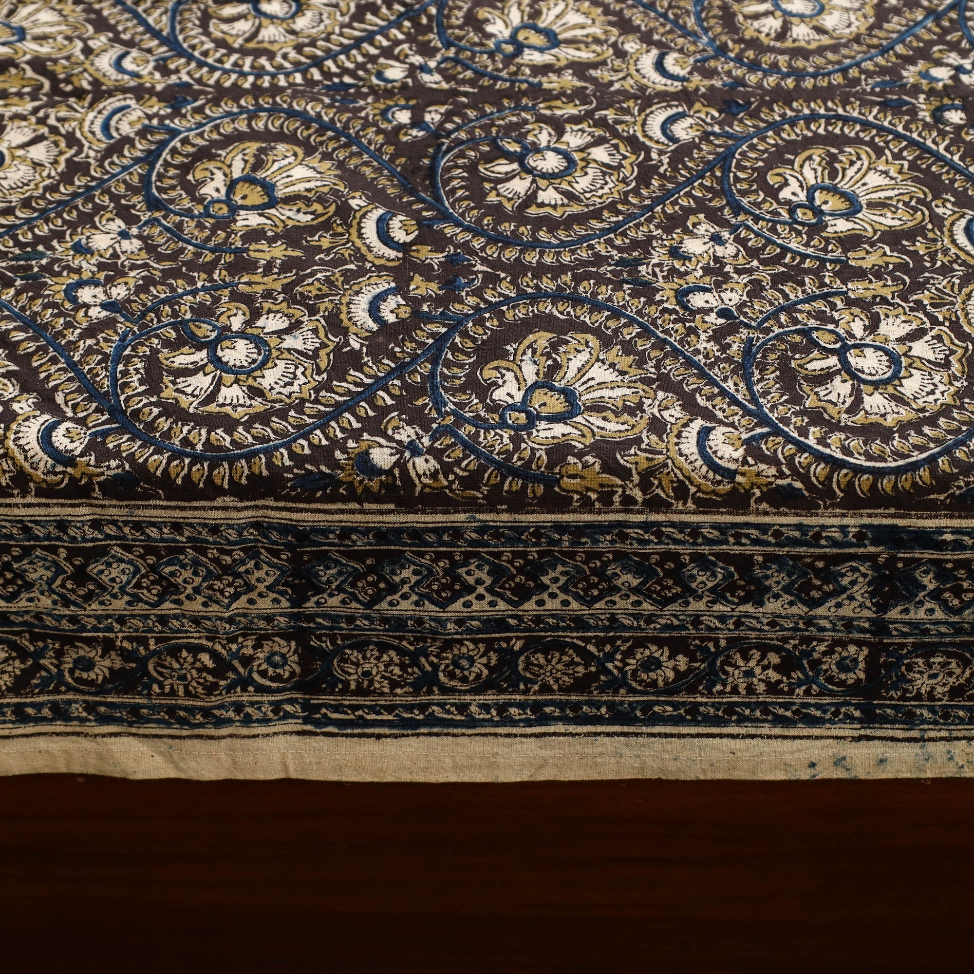 PITCHUKA SRINIVAS KALAMKARI PEDANA Black - Block Print Cotton Pedana Kalamkari Bed Sheet 15 - view 2