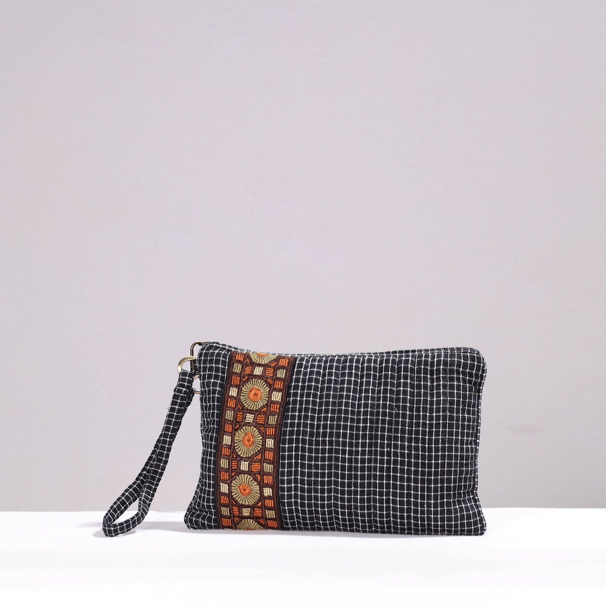 QASAB Black - Kutch Jat Hand Embroidery Kala Cotton Clutch Purse
