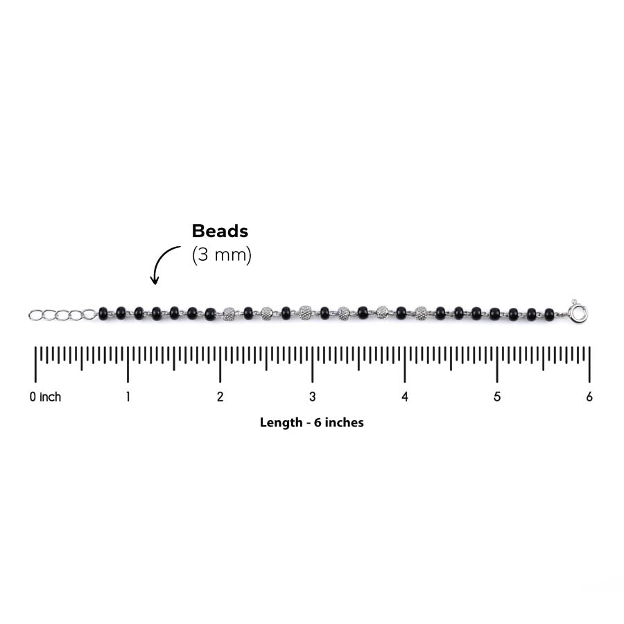 Prinjal Jewellers Real Black and Silver Beads Pattern Nazariya for Kids - view 5