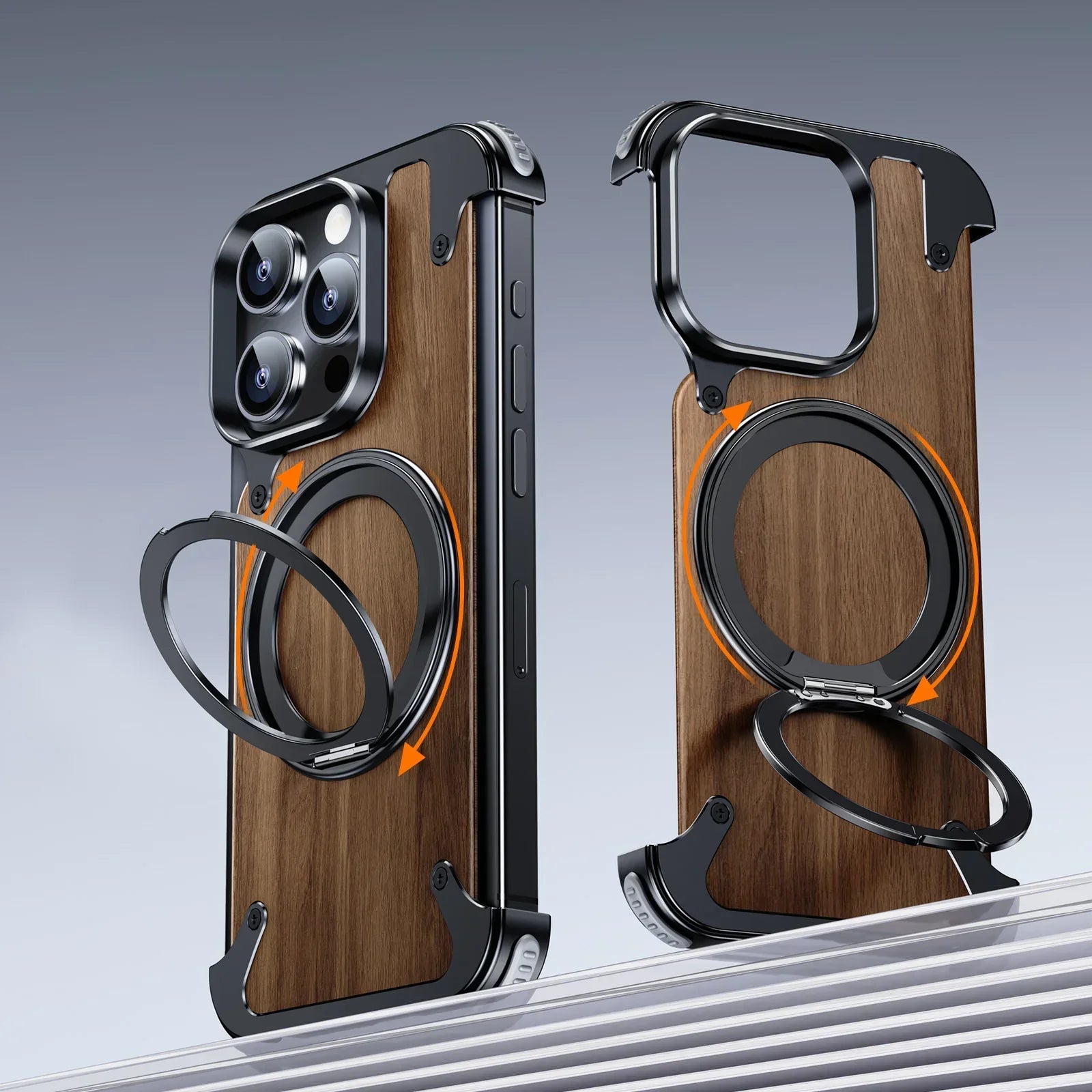 Million Cases Rustic Solid Wood Metal MagSafe Case - iPhone