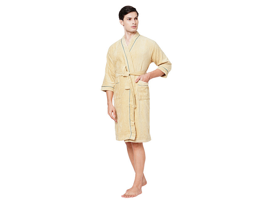 Spaces India Dark Green/Teal-Dark Blue 1 Piece 100% Cotton Bath Robe - Exotica By Spaces-1054801 - view 4